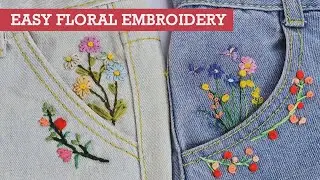Easy Flower Embroidery for Jeans -Hand Embroidery Tutorial for Flowers #sewing #embroidery