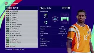 TOGO 1998 - WORLD CUP FRANCE 1998 - NOT QUALIFIED - PES 2021 PS4