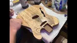 TruOil first coat on spalted maple top with SECRET TIPS (not actually secret)