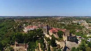 Flying Over Castle and Convent of Christ in Tomar, Portugal | Stock Footage - Videohive