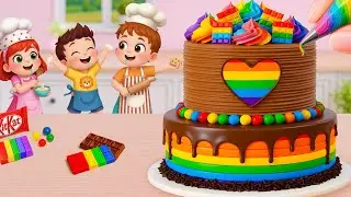 Miniature Rainbow Cake Tutorial 🌈 Satisfying Mini Rainbow Cake Decorating Cute Style 💕 Yummy Teeny