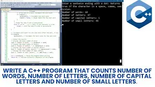 Write a C++ program that counts number of words, number of letters, number of capital letters.