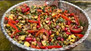 Turkish mung bean salad (rich in protein and fiber) definitely try it in nature🥗😋