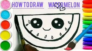 How to draw a cute watermelon | easy drawing for kids | funny watermelon painting,