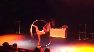 Rowan Thomas performing on Cyr in Elixir #sydneyfringe #headfirstacrobats #rouecyr #cyrwheel