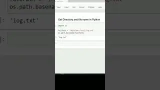 Get Directory path and file name from full path in Pythob #coding #pythontricks #python #viral