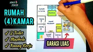Denah Rumah Ukuran 13x14,5 Meter ( 4 Kamar + Ruang Kerja + Garasi )