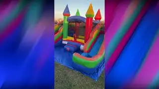 Boys Multi-Color Dual Lane Castle Combo with Hoop and 2 Slides and Pools