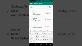 RecyclerView in Kotlin with Search (Code in Description)