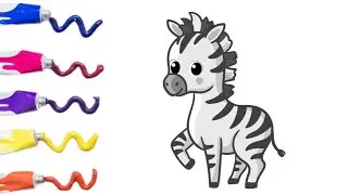 Cute 👌 Zebra 🦓  Easy 😎 Drawing, Coloring 🎨 And Painting 🎨 For Kids & Toddlers!!!