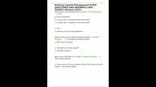 Working Capital Management EXAM QUESTIONS  ANSWERS 100 SOLVED Newest 2025