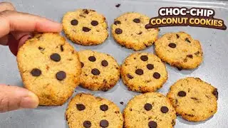 Choc-Chip Coconut Cookies. No refined sugar! No all-purpose flour! Keto friendly!