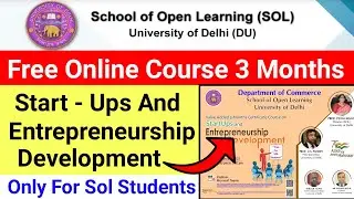 Sol Free Certificate Course in Entrepreneurship Development Full Details | 3 Months Online Course