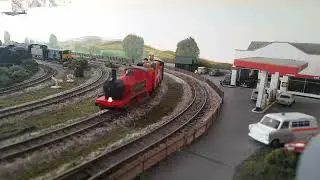 Hornby's santa express battery powered train set running on the to the trains layout.
