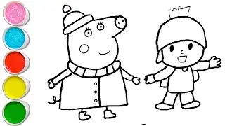Cute Peppa pig With Pocoyo Drawing, Painting and Coloring For Kids and Toddlers_ Easy Art
