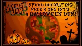 Animal Jam: Speed Decorating Peck's Den Into A Halloween Den!