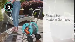 GARDENA AquaRoll S Set Schlauchwagen mit 20 m Classic Schlauch und Spritze, Nachtropfstopp, Kurbelse