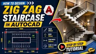How to design zig zag staircase design in AutoCAD step by step.