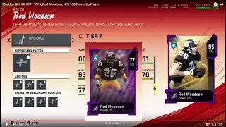 Madden NFL 20, MUT 1079, Rod Woodson, NFL 100 Power Up Player