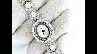 Flower Links Design Sterling Silver Watch With Cubic Zirconia