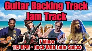 Guitar Backing Track / Jam Track - F Minor - Rock with Latin spices 