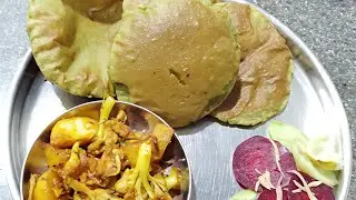 Satvik sahi gobi with bathuaa puri #trending #cooking #food #viral #dailyvlog 