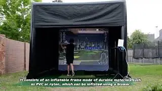 Portable Indoor/Outdoor Golf Simulator - Hitting Bay with Impact Screen & Inflatable Golf Enclosure