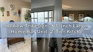 Review Tribesigns 63-Inch Large Home Bar Unit, 2-Tier Kitchen Island Mini Bar Height Pub Table with