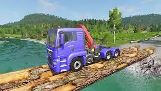 Failed Crane Truck Car Rescue  Cars vs Deep Water BeamNG