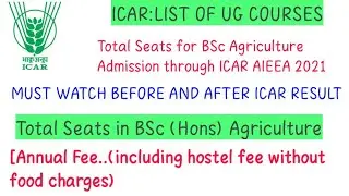 Total Seats for BSc Agriculture Admission through ICAR AIEEA 2021 ||#icar #bsc_agriculture_Collages