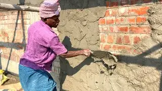 WoW Awesome! Exterior Wall Plastering Technology-house Wall plaster work-sand and cement mixer