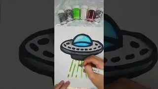 Drawing of a GLITTERY UFO. #DIY #UFO #art #Alien #glittery #artoftheday #markers