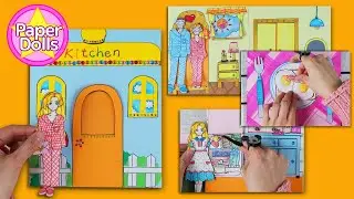DIY PAPER DOLLHOUSE  KITCHEN QUIET BOOK / HOW TO MAKE BREAKFAST