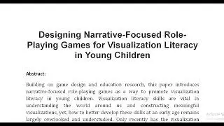 Designing Narrative Focused Role Playing Games for Visualization Literacy in Young Children