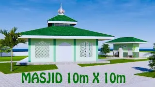 Masjid ukuran 10 x 10 m dengan konstruksi atap limas - lengkap dengan gambar kerja