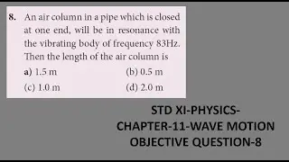 CHAPTER -11- WAVE MOTION-OBJECTIVE QUESTION -8