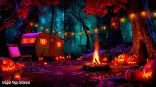 Spooky Cozy Campfire 🎃 Halloween Forest Ambience with Crackling Fire & Soft Night Sounds