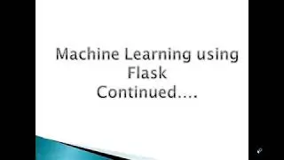 Machine Learning using Flask Part 3