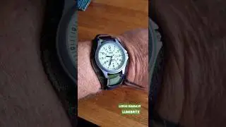Lorus Lumibrite 37mm on a Camo Bund strap...18mm.