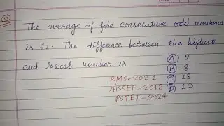 The average of five consecutive odd numbers is 61 the difference between..| rms maths solution 
