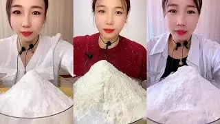 ASMR QIAN MOUNTAIN ICE EATING WITH COCONUT MILK POWDER 