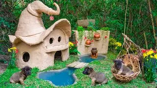 Rescue Abandoned Puppies Building Halloween Dog House Witch Hat For Cute Dog