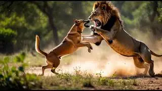 Lion and dog fight #viralvideo #ai #aiart 