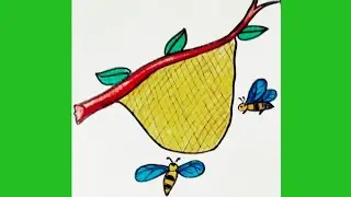 Beehive drawing | Drawing Honeybee with its Hive | Beehive drawing with Honeybee 🐝#drawingtutorial 