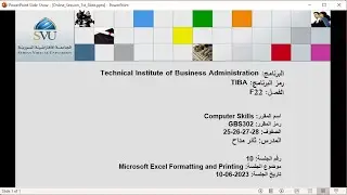 Microsoft Excel Formatting and Printing - Arabic Language