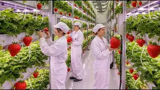 Inside the Strawberry Factory - The Whole Strawberry Growing and Harvesting Process