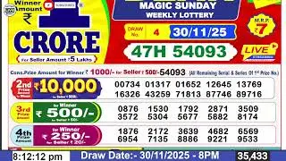 DEAR LOTTERY SAMBAD LIVE MAGIC SUNDAY 8PM NIGHT 30 NOVEMBER 2025
