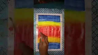 sunset with poster colour drawing