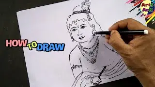 Bal Gopal easy Line Drawing | Bal Krishna drawing