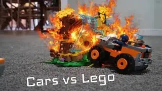 Crashing toy cars into Lego walls
